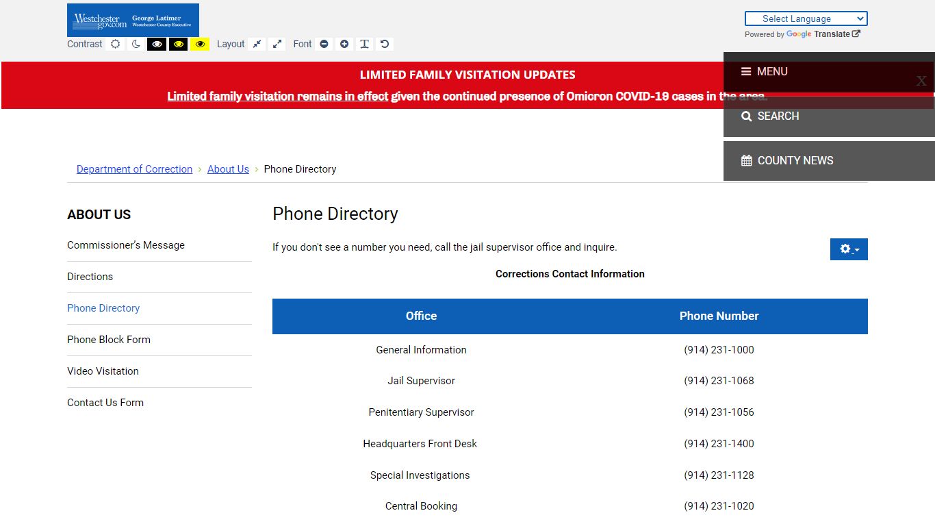 Phone Directory - Westchestergov.com